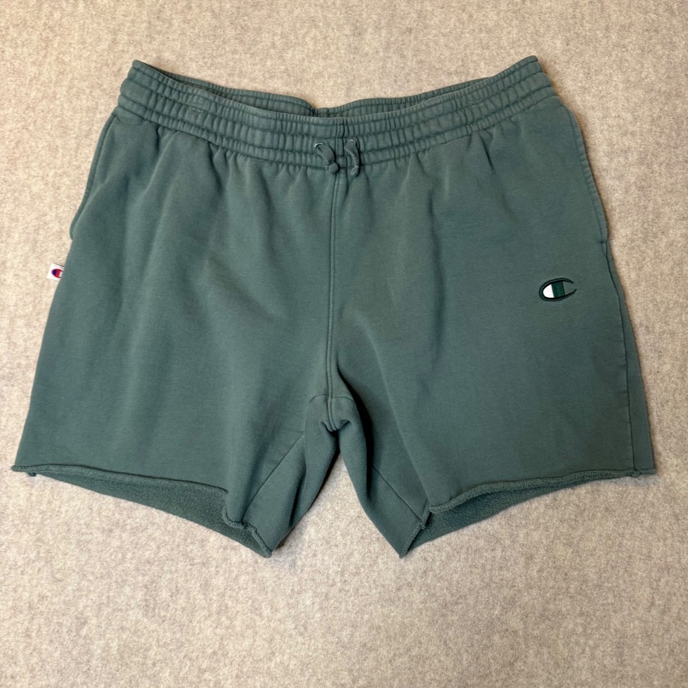 Champion Cut Off Fleece Shorts Mens XXL Green Relaxed Lounge Athletic